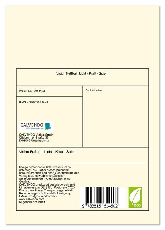 Produktbild: Vision Fu&szlig;ball Licht - Kraft - Spiel (Tischkalender 2026 DIN A5 hoch), CALVENDO Monatskalender