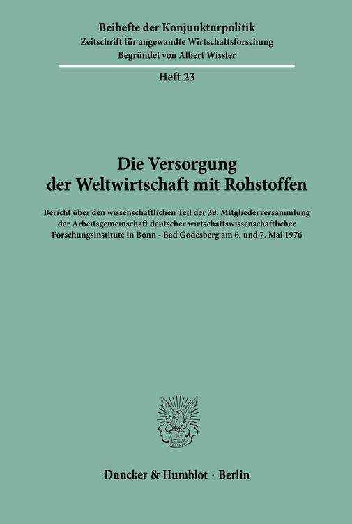 Produktbild: Die Versorgung der Weltwirtschaft mit Rohstoffen.
