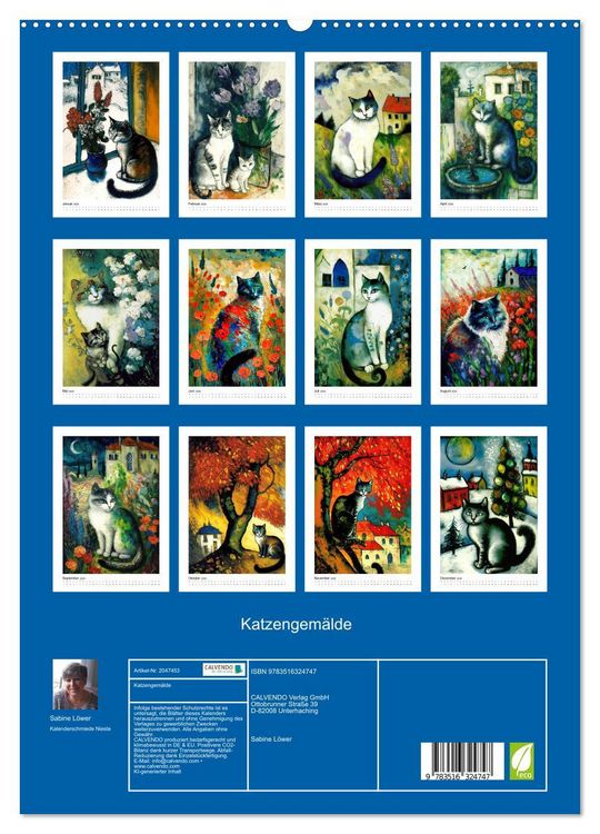 Produktbild: Katzengem&auml;lde (hochwertiger Premium Wandkalender 2026 DIN A2 hoch), Kunstdruck in Hochglanz
