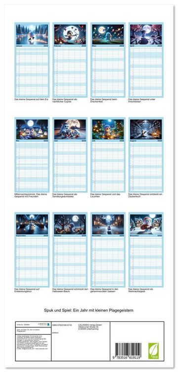 Produktbild: Familienplaner 2026 - Spuk und Spiel: Ein Jahr mit kleinen Plagegeistern mit 5 Spalten (Wandkalender, 21 x 45 cm) CALVENDO