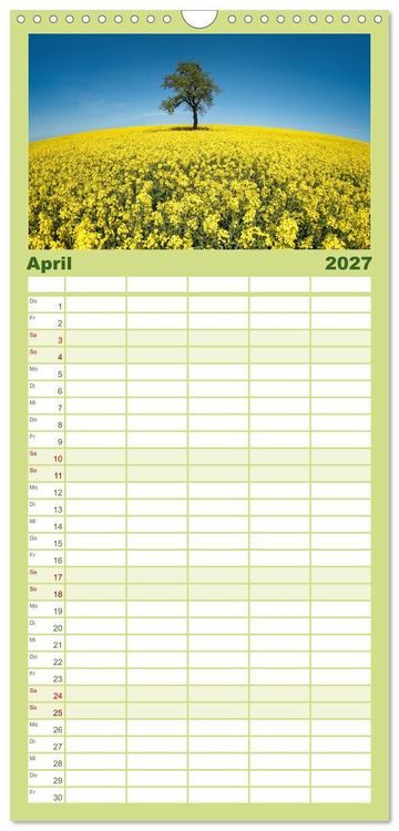 Produktbild: Familienplaner 2027 - Farbenfrohe Heimat mit 5 Spalten (Wandkalender, 21 x 45 cm) CALVENDO