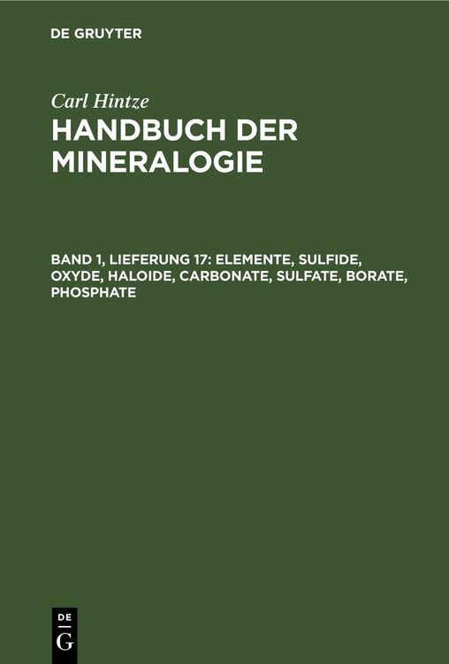 Produktbild: Elemente, Sulfide, Oxyde, Haloide, Carbonate, Sulfate, Borate, Phosphate