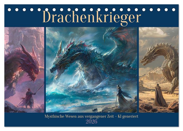 Produktbild: Drachenkrieger (Tischkalender 2026 DIN A5 quer), CALVENDO Monatskalender