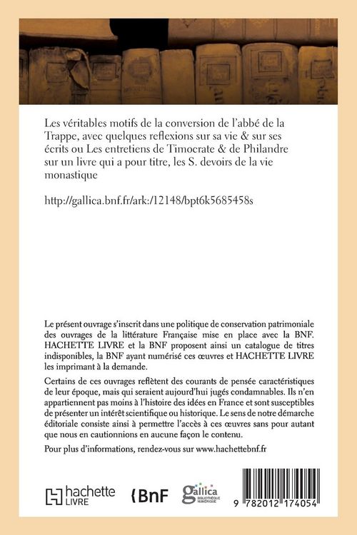 Produktbild: Les V&eacute;ritables Motifs de la Conversion de l'Abb&eacute; de la Trappe: , Avec Quelques Reflexions Sur Sa Vie & Sur Ses &Eacute;crits...