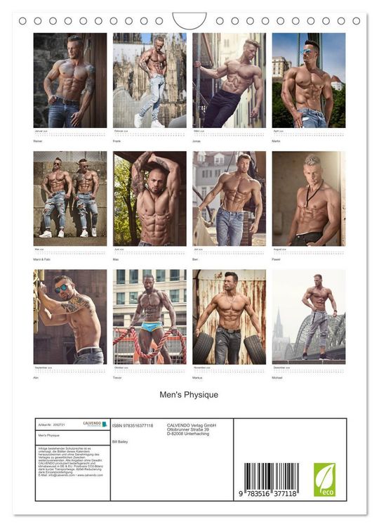 Produktbild: Men's Physique (Wandkalender 2026 DIN A4 hoch), CALVENDO Monatskalender