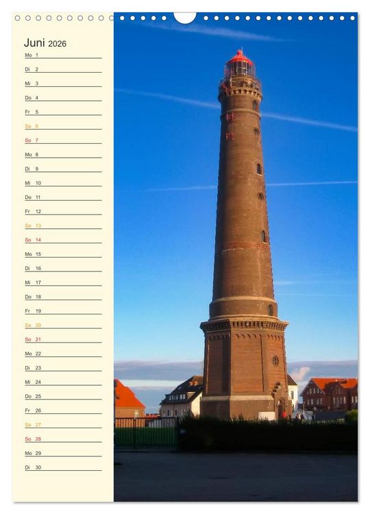 Produktbild: Deutsche Leuchtt&uuml;rme - maritimer Geburtstagsplaner (Wandkalender 2026 DIN A3 hoch), CALVENDO Monatskalender