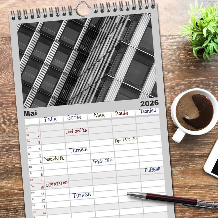 Produktbild: Familienplaner 2026 - Architektur - Fassaden im Detail 2026 mit 5 Spalten (Wandkalender, 21 x 45 cm) CALVENDO