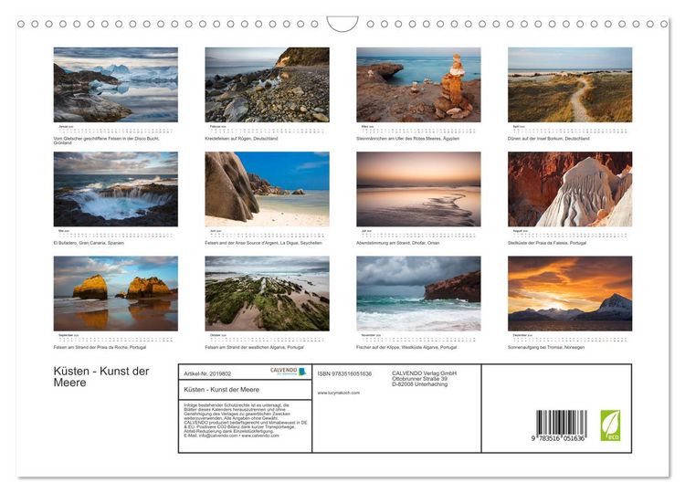 Produktbild: K&uuml;sten - Kunst der Meere (Wandkalender 2026 DIN A3 quer), CALVENDO Monatskalender