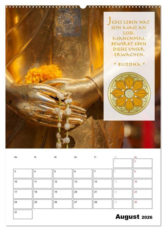 Produktbild: BUDDHAS ZITATE Buddhistische Weisheiten (Wandkalender 2026 DIN A2 hoch), CALVENDO Monatskalender