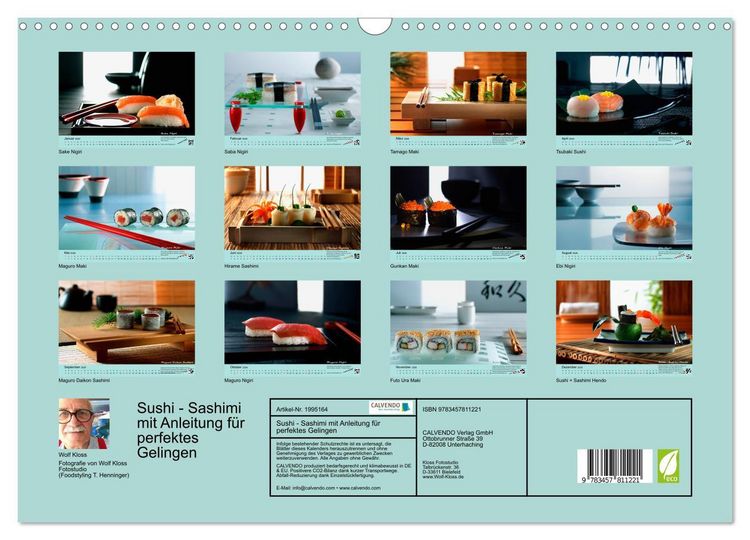 Produktbild: Sushi - Sashimi mit Anleitung f&uuml;r perfektes Gelingen (Wandkalender 2026 DIN A3 quer), CALVENDO Monatskalender