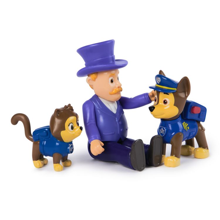Produktbild: PAW Patrol Hero Pups Actionfiguren-Set mit Chase Hundefigur, Chaos-K&auml;tzchen Figur und B&uuml;rgermeister Besserwisser Figur