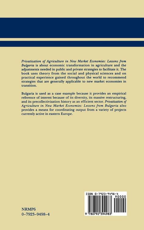Produktbild: Privatization of Agriculture in New Market Economies: Lessons from Bulgaria