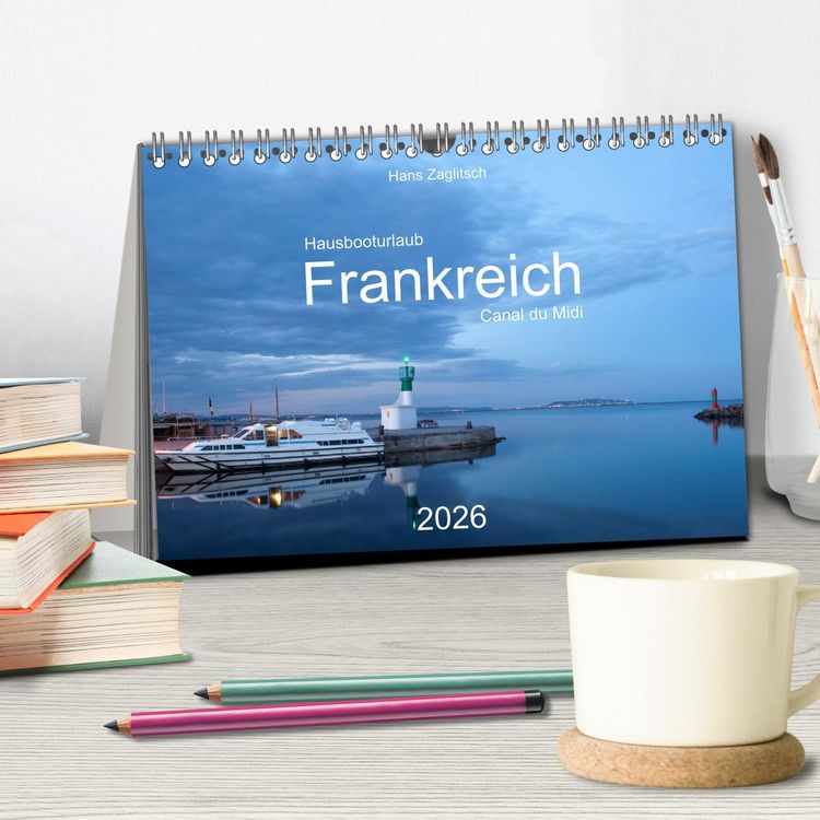 Produktbild: Hausbooturlaub Frankreich - Canal du Midi (Tischkalender 2026 DIN A5 quer), CALVENDO Monatskalender