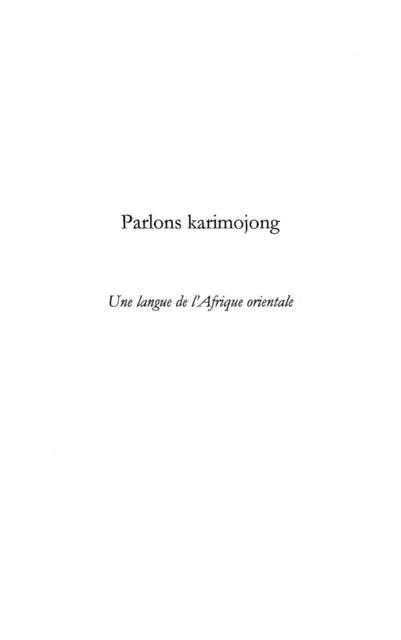Produktbild: Parlons karimojong - une langue de l'afr