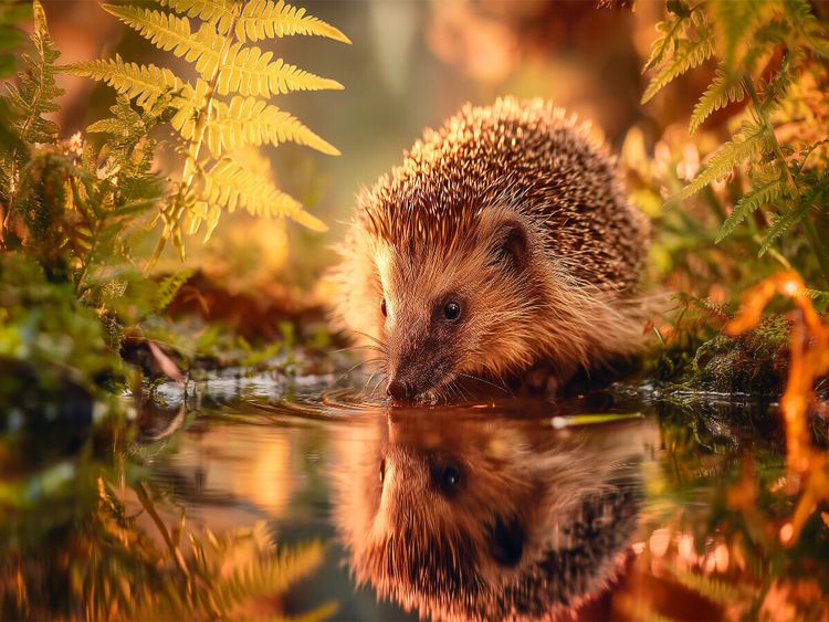 Produktbild: CALVENDO Puzzle Ein Schluck Sommer, der Igel stillt seinen Durst | 1000 Teile Lege-Gr&ouml;&szlig;e 64x48cm Foto-Puzzle f&uuml;r gl&uuml;ckliche Stunden