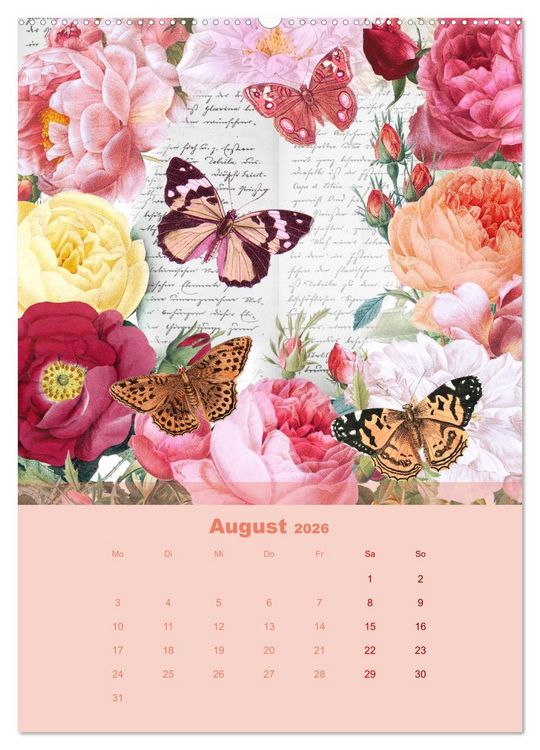Produktbild: Rosencollagen mit Rosen von Pierre-Joseph Redout&eacute; (Wandkalender 2026 DIN A2 hoch), CALVENDO Monatskalender