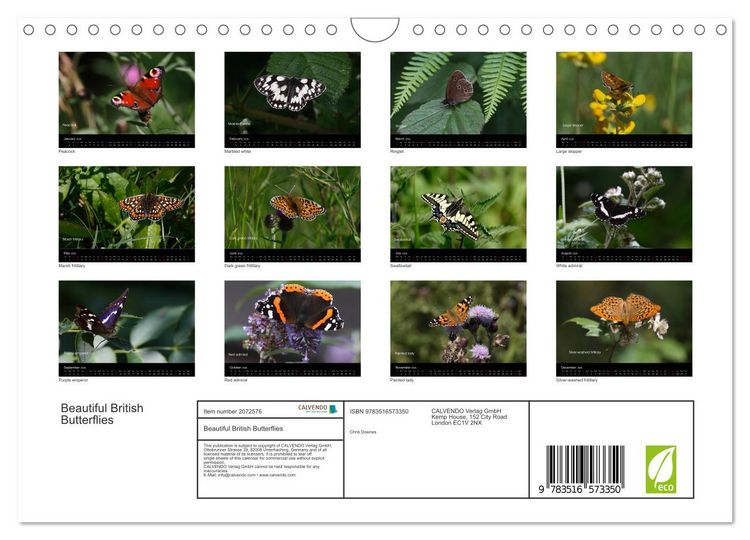 Produktbild: Beautiful British Butterflies (Wall Calendar 2026 DIN A4 landscape), CALVENDO 12 Month Wall Calendar