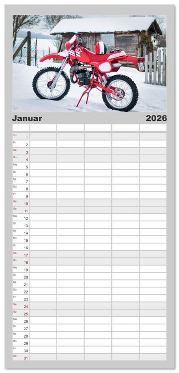 Produktbild: Familienplaner 2026 - Bella Macchina mit 5 Spalten (Wandkalender, 21 x 45 cm) CALVENDO