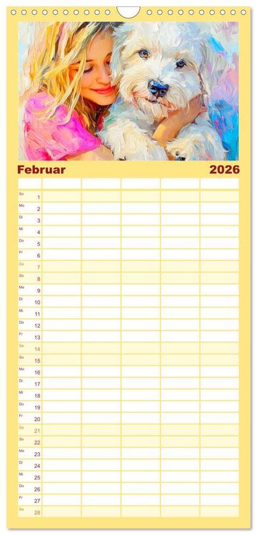 Produktbild: Familienplaner 2026 - Mensch und Hund. Herzensverbindungen mit 5 Spalten (Wandkalender, 21 x 45 cm) CALVENDO