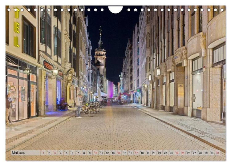 Produktbild: Leipzig - Fotografiert bei Nacht von Michael Allmaier (Wandkalender 2026 DIN A4 quer), CALVENDO Monatskalender