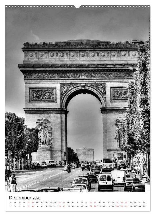 Produktbild: Paris schwarz wei&szlig; 2026 (Wandkalender 2026 DIN A2 hoch), CALVENDO Monatskalender
