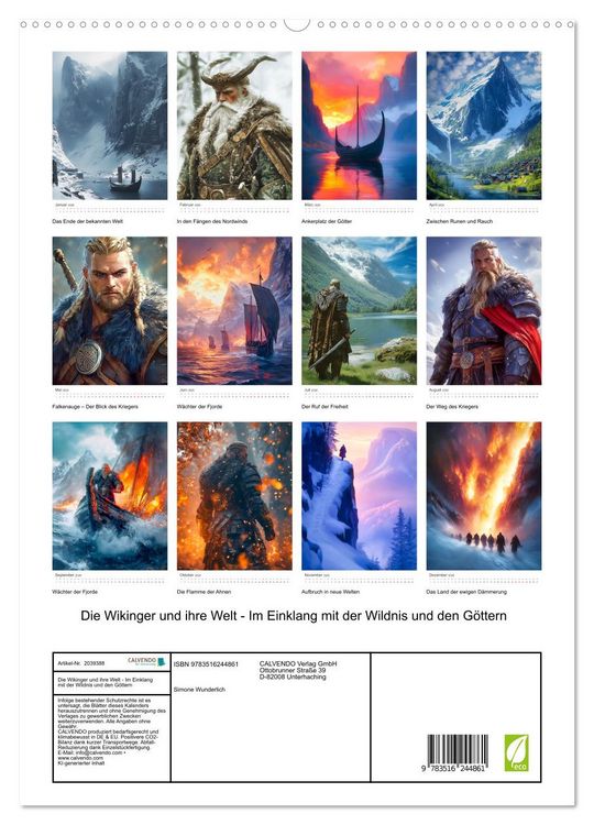 Produktbild: Die Wikinger und ihre Welt - Im Einklang mit der Wildnis und den G&ouml;ttern (hochwertiger Premium Wandkalender 2026 DIN A2 hoch), Kunstdruck in Hochglanz