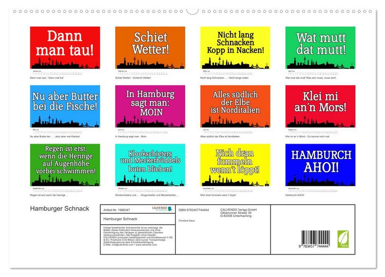 Produktbild: Hamburger Schnack (hochwertiger Premium Wandkalender 2026 DIN A2 quer), Kunstdruck in Hochglanz