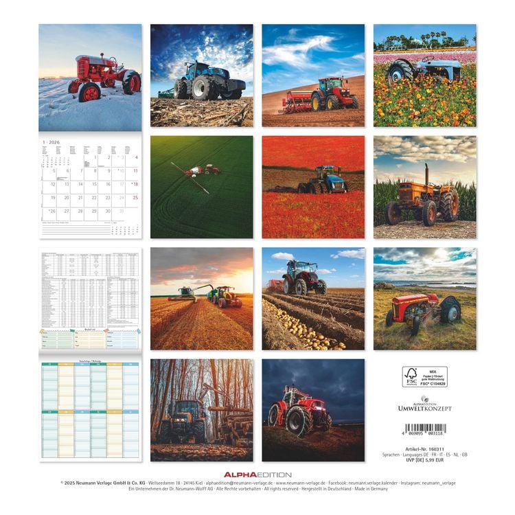 Produktbild: Traktoren 2026 - Broschürenkalender 30x30 cm (30x60 geöffnet) - Kalender mit Platz für Notizen - Tractors - Bildkalender - Wandplaner - Wandkalender