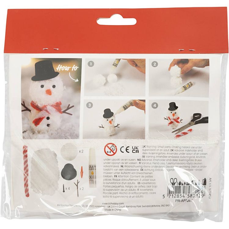 Produktbild: Creativ Company DIY Sets Miniaturen Mini Kreativ Set Wichtelt&uuml;r, Schneemann, Kreativ Box