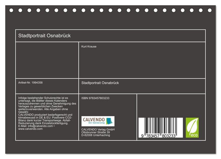 Produktbild: Stadtportrait Osnabr&uuml;ck (Tischkalender 2026 DIN A5 quer), CALVENDO Monatskalender