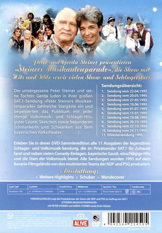 Produktbild: Peter Steiners Musikantenparade - Gesamtedition (Alle 11 Ausgaben der Theaterstadl-Spin-off-Reihe) [6 DVDs] (Fernsehjuwelen)