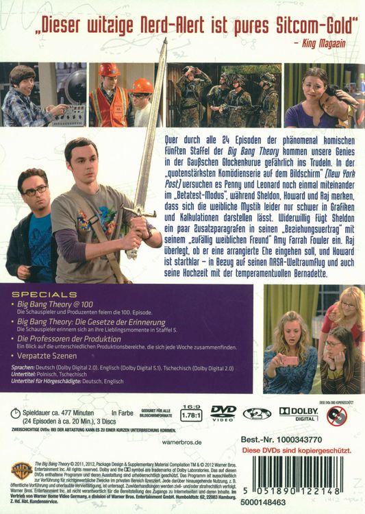 Produktbild: The Big Bang Theory - Staffel 5 [3 DVDs]