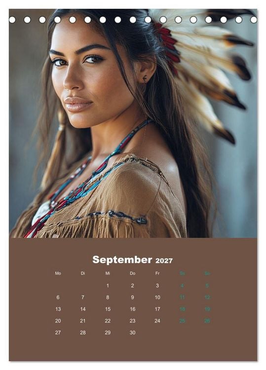 Produktbild: Indianische Sch&ouml;nheiten Kalender: Sinnliche Glamour Frauen in KI Kunst (Tischkalender 2027 DIN A5 hoch), CALVENDO Monatskalender
