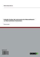Produktbild: Kritische Analyse des Instruments der Wissensbilanzen an &Ouml;sterreichischen Hochschulen