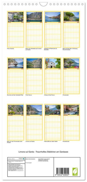 Produktbild: Familienplaner 2026 - Limone sul Garda - Traumhaftes St&auml;dtchen am Gardasee mit 5 Spalten (Wandkalender, 21 x 45 cm) CALVENDO