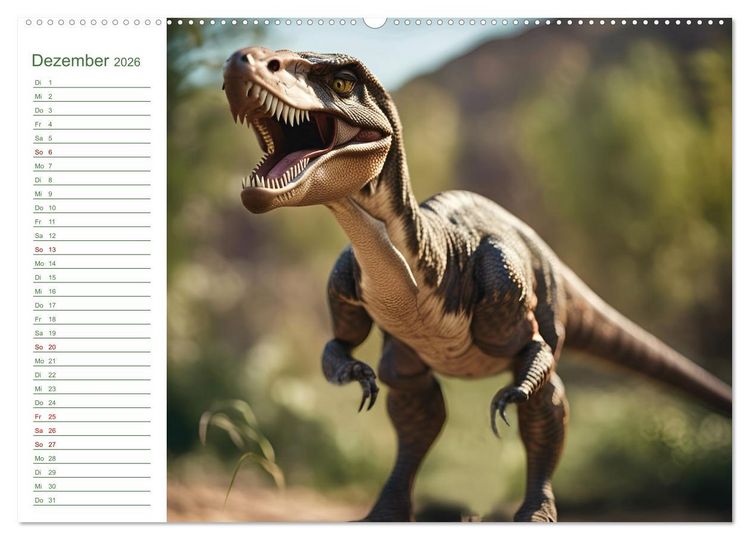 Produktbild: KI Dinosaurier - Herrscher der L&uuml;fte, Land und Meer (hochwertiger Premium Wandkalender 2026 DIN A2 quer), Kunstdruck in Hochglanz