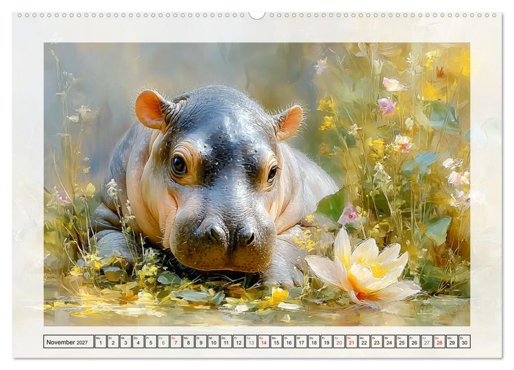 Produktbild: Zwergflusspferde. Kleine Hippos im Sumpfgebiet (hochwertiger Premium Wandkalender 2027 DIN A2 quer), Kunstdruck in Hochglanz