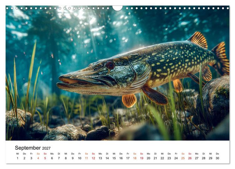 Produktbild: Hecht - J&auml;ger der Tiefe (Wandkalender 2027 DIN A3 quer), CALVENDO Monatskalender