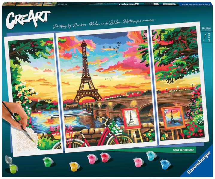 Produktbild: CreArt Premium Triptychon - Spiegelbild von Paris