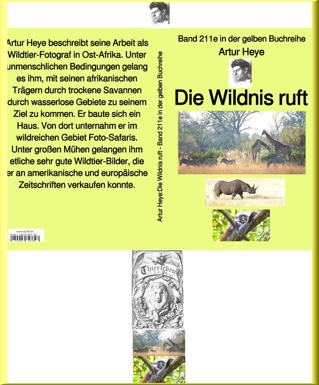 Produktbild: Die Wildnis ruft - Wildtier-Fotograf in Ost-Afrika - Band 211e in der gelben Buchreihe - bei J&uuml;rgen Ruszkowski