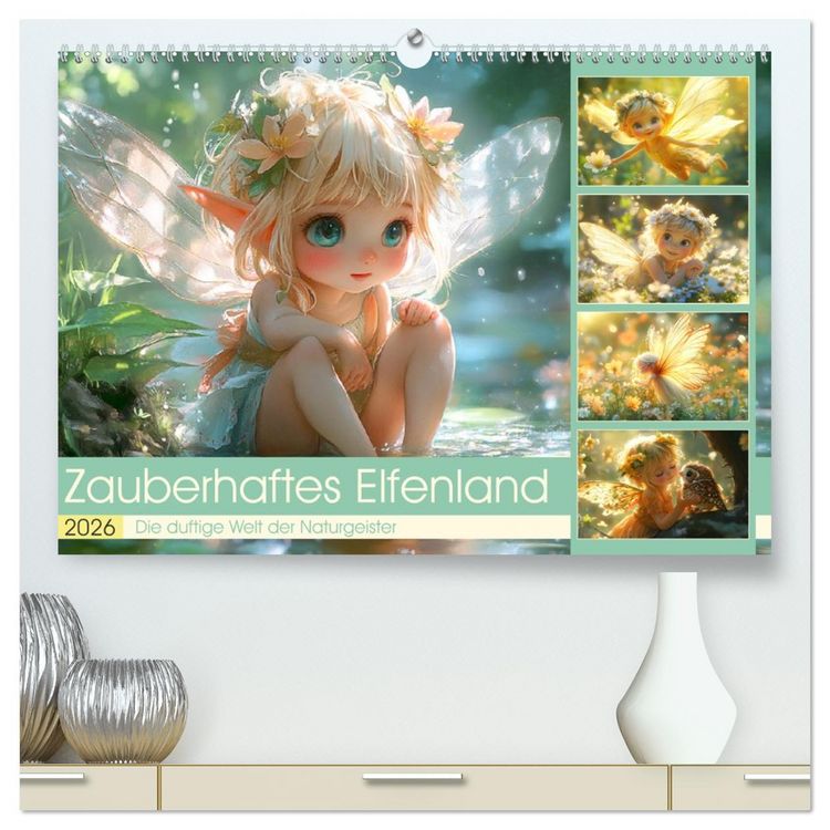 Produktbild: Zauberhaftes Elfenland. Die duftige Welt der Naturgeister (hochwertiger Premium Wandkalender 2026 DIN A2 quer), Kunstdruck in Hochglanz
