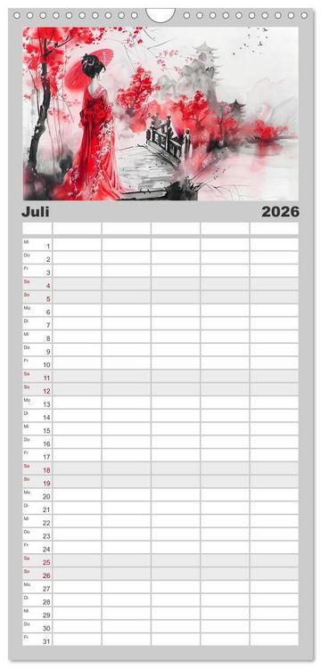 Produktbild: Familienplaner 2026 - Die Essenz von China - Chinesische Landschaften und Symbole in Harmonie mit 5 Spalten (Wandkalender, 21 x 45 cm) CALVENDO