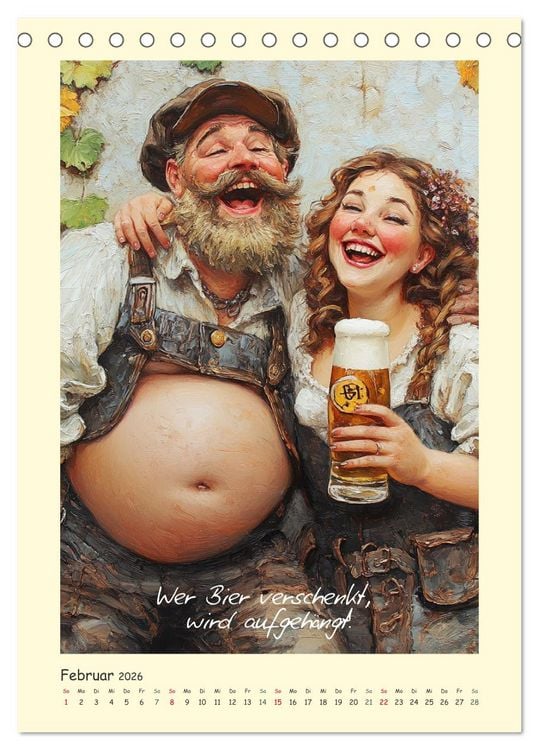 Produktbild: Bier, B&auml;uche, Spr&uuml;che. Spa&szlig; mit Hopfen und Malz (Tischkalender 2026 DIN A5 hoch), CALVENDO Monatskalender