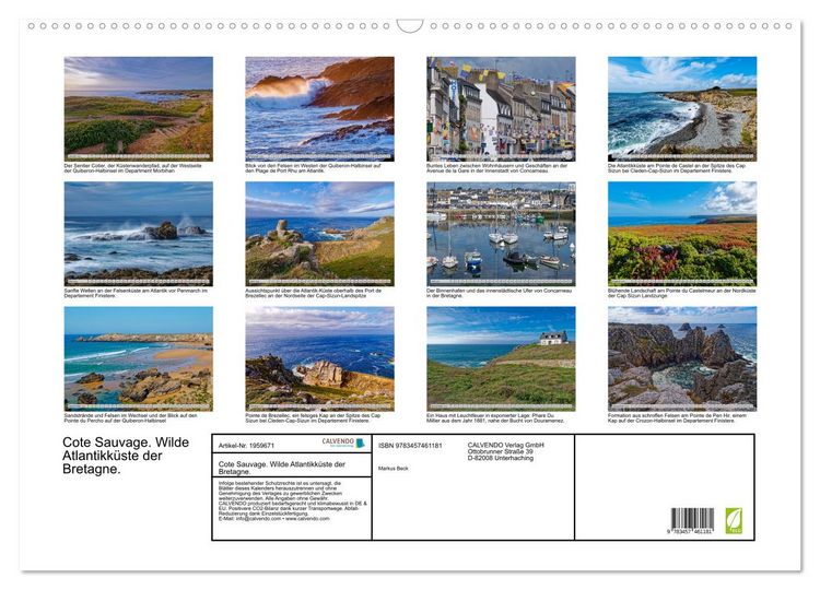 Produktbild: Cote Sauvage. Wilde Atlantikk&uuml;ste der Bretagne. (Wandkalender 2026 DIN A2 quer), CALVENDO Monatskalender