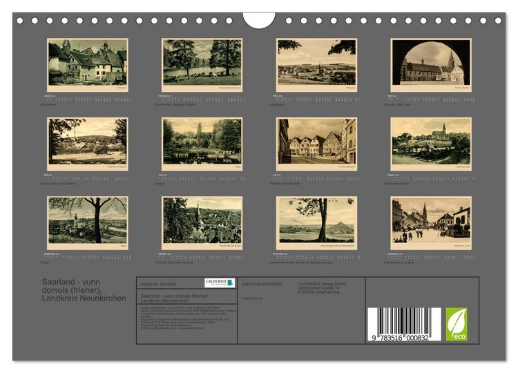 Produktbild: Saarland - vunn domols (frieher), Landkreis Neunkirchen (Wandkalender 2026 DIN A4 quer), CALVENDO Monatskalender