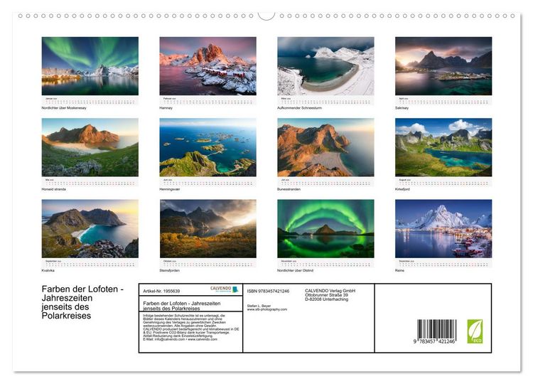 Produktbild: Farben der Lofoten - Jahreszeiten jenseits des Polarkreises (hochwertiger Premium Wandkalender 2026 DIN A2 quer), Kunstdruck in Hochglanz
