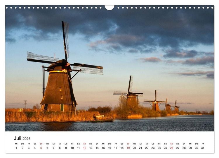 Produktbild: DIE SCH&Ouml;NSTEN WINDM&Uuml;HLEN IN HOLLAND 2026 (Wandkalender 2026 DIN A3 quer), CALVENDO Monatskalender