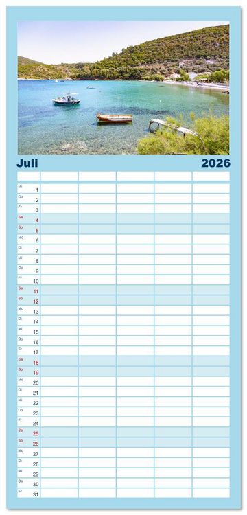 Produktbild: Familienplaner 2026 - Samos. Griechische Inselsch&ouml;nheit mit 5 Spalten (Wandkalender, 21 x 45 cm) CALVENDO