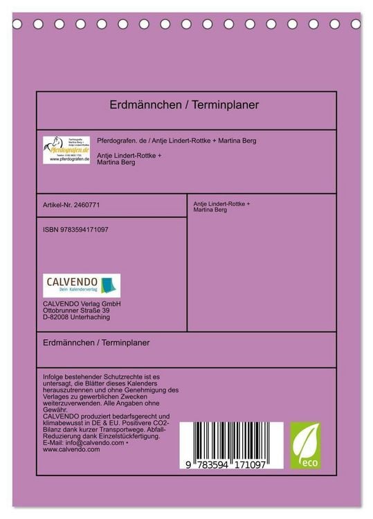 Produktbild: Erdm&auml;nnchen / Terminplaner (Tischkalender 2027 DIN A5 hoch), CALVENDO Monatskalender