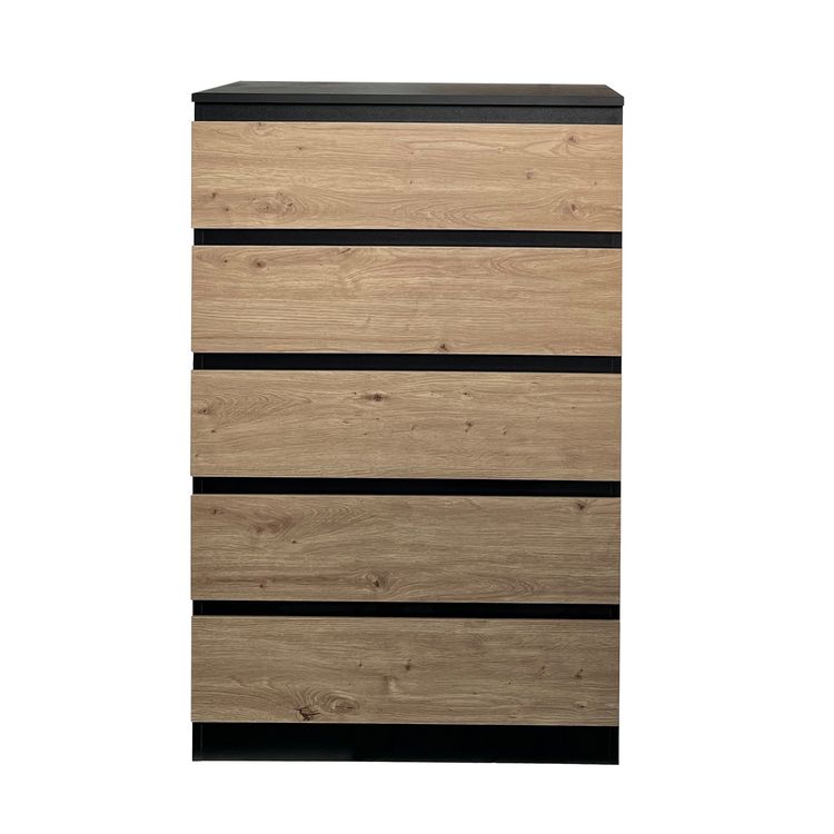 Produktbild: HTI-Living Kommode mit 5 grifflosen Schubladen Thekla Schwarz-Artisaneiche Sideboard